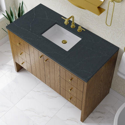 James Martin - Hudson 48" Single Vanity, Honey Oak w/ 3 CM Charcoal Soapstone Silestone Top - 435-V48-HNO-3CSP view 8