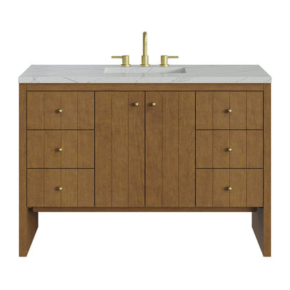 James Martin - Hudson 48" Single Vanity, Honey Oak w/ 3 CM Ethereal Noctis Silestone Top - 435-V48-HNO-3ENC view 1