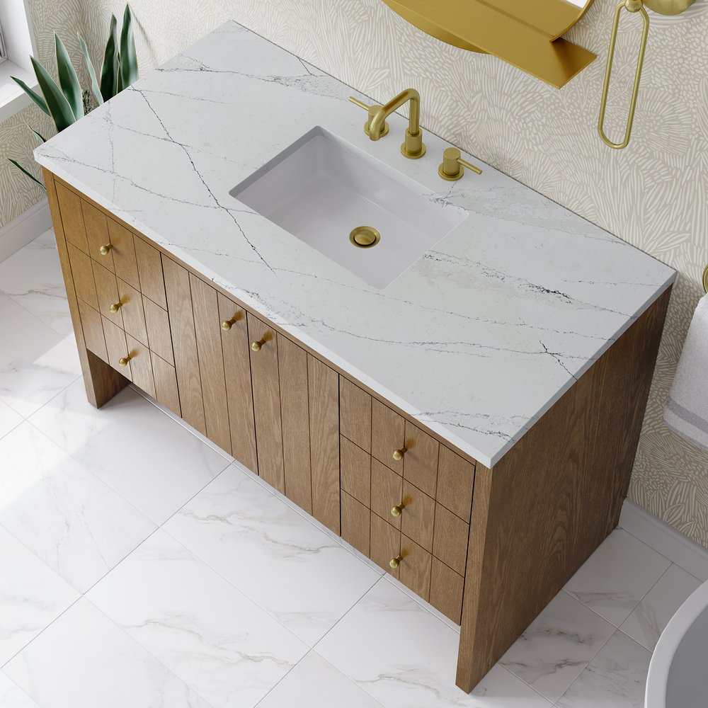 James Martin - Hudson 48" Single Vanity, Honey Oak w/ 3 CM Ethereal Noctis Silestone Top - 435-V48-HNO-3ENC view 8