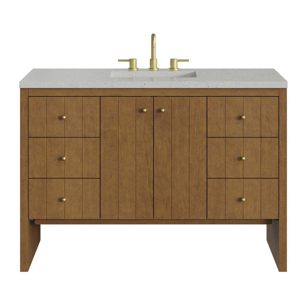 James Martin - Hudson 48" Single Vanity, Honey Oak w/ 3 CM Lime Delight Silestone Top - 435-V48-HNO-3LDL view 1