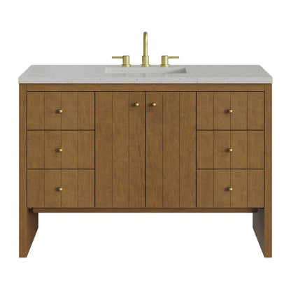 James Martin - Hudson 48" Single Vanity, Honey Oak w/ 3 CM Lime Delight Silestone Top - 435-V48-HNO-3LDL view 1