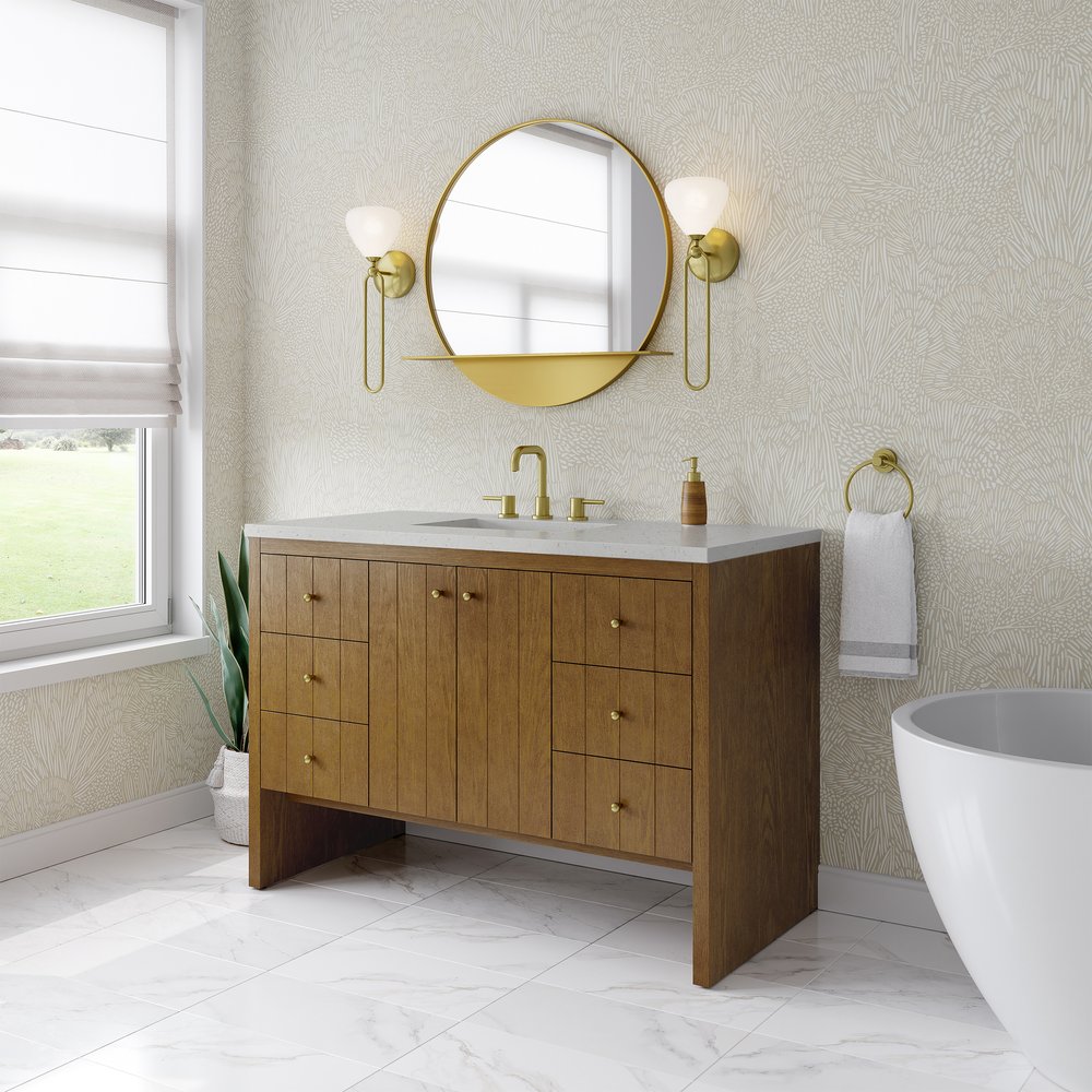 James Martin - Hudson 48" Single Vanity, Honey Oak w/ 3 CM Lime Delight Silestone Top - 435-V48-HNO-3LDL view 4