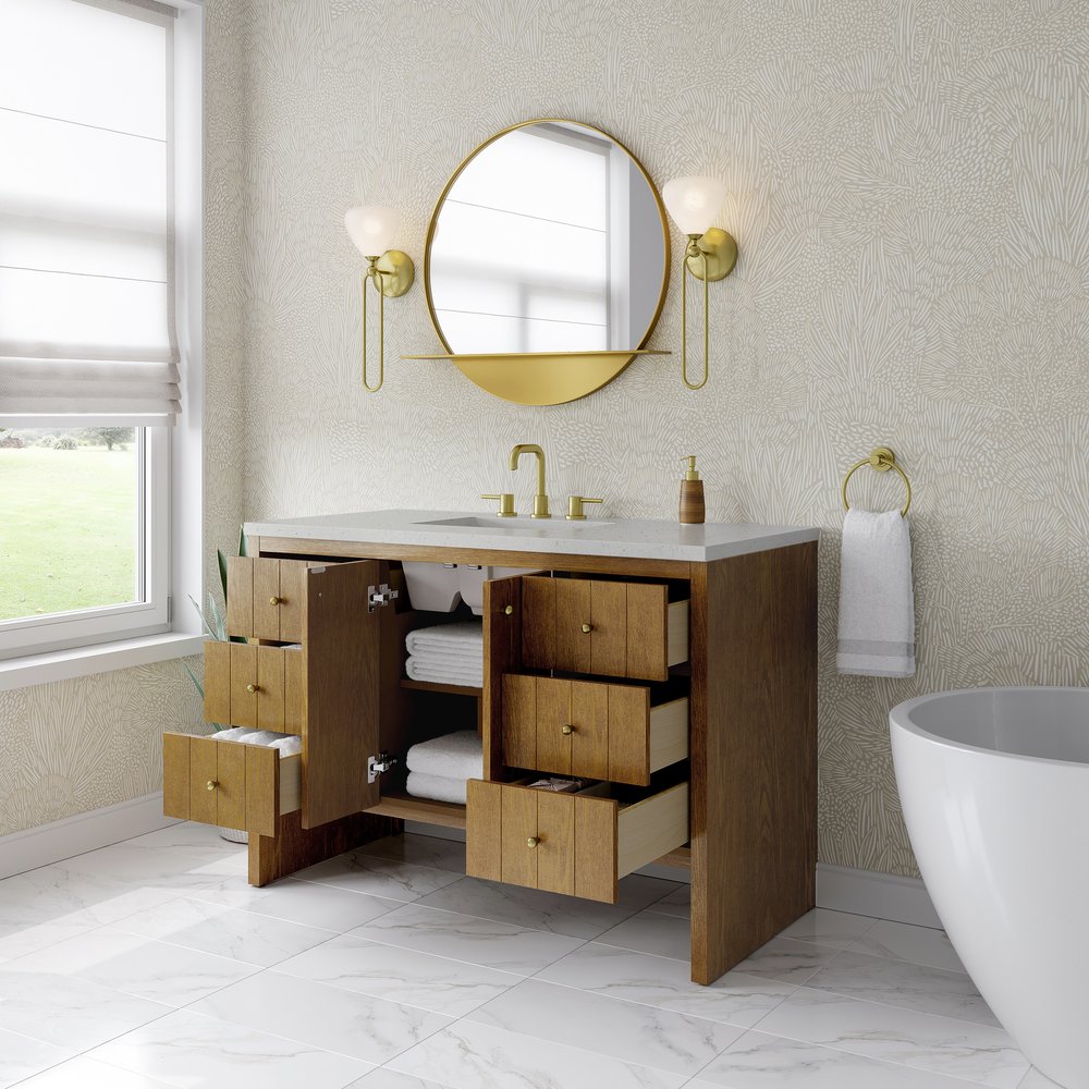James Martin - Hudson 48" Single Vanity, Honey Oak w/ 3 CM Lime Delight Silestone Top - 435-V48-HNO-3LDL view 5