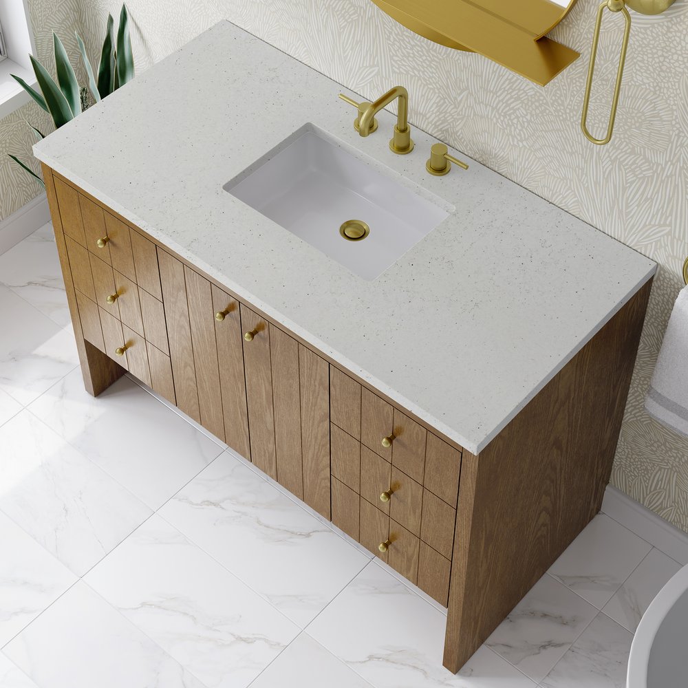 James Martin - Hudson 48" Single Vanity, Honey Oak w/ 3 CM Lime Delight Silestone Top - 435-V48-HNO-3LDL view 8