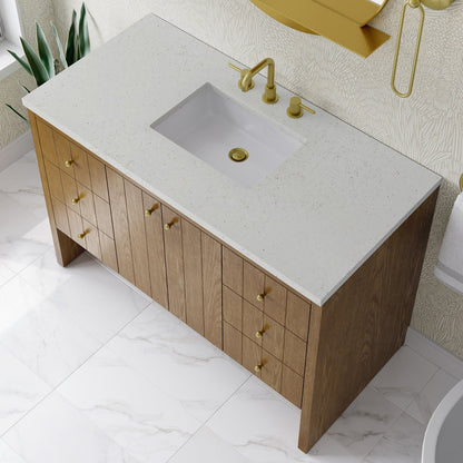 James Martin - Hudson 48" Single Vanity, Honey Oak w/ 3 CM Lime Delight Silestone Top - 435-V48-HNO-3LDL view 8