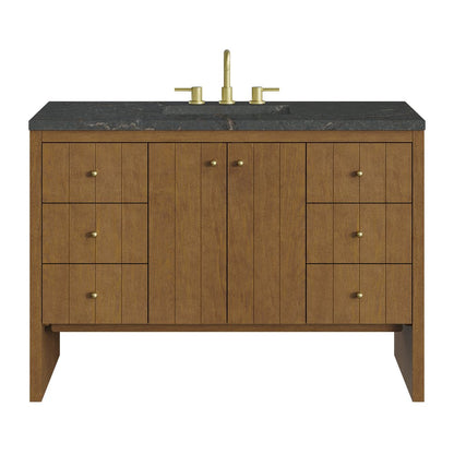 James Martin - Hudson 48" Single Vanity, Honey Oak w/ 3 CM Parisien Bleu Silestone Top - 435-V48-HNO-3PBL view 1
