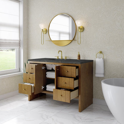 James Martin - Hudson 48" Single Vanity, Honey Oak w/ 3 CM Parisien Bleu Silestone Top - 435-V48-HNO-3PBL view 5