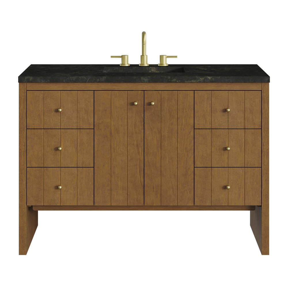 James Martin - Hudson 48" Single Vanity, Honey Oak w/ 3 CM Phantome Eclos Top - 435-V48-HNO-3PHT view 1