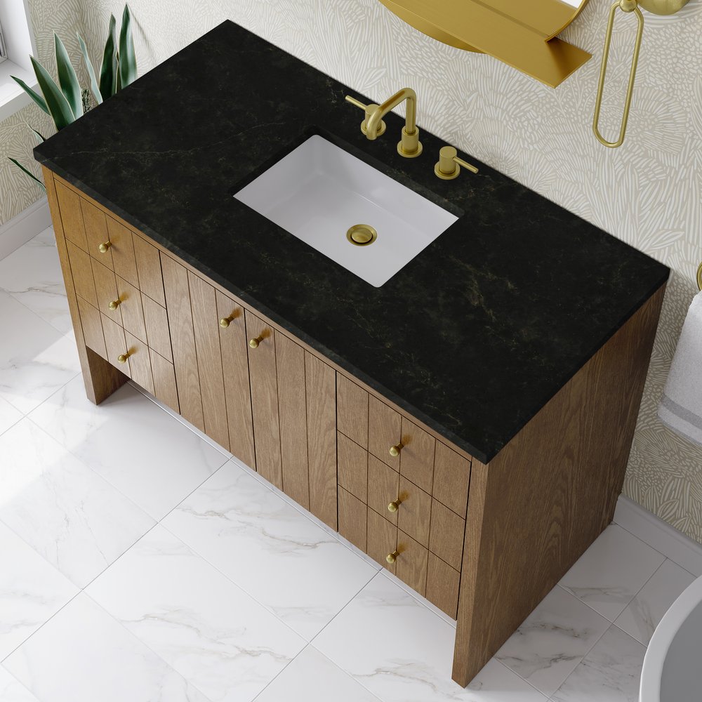 James Martin - Hudson 48" Single Vanity, Honey Oak w/ 3 CM Phantome Eclos Top - 435-V48-HNO-3PHT view 8