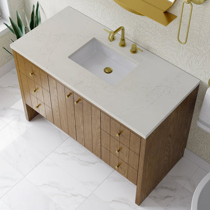 James Martin - Hudson 48" Single Vanity, Honey Oak w/ 3 CM Siberian Silestone Top - 435-V48-HNO-3SFR view 8