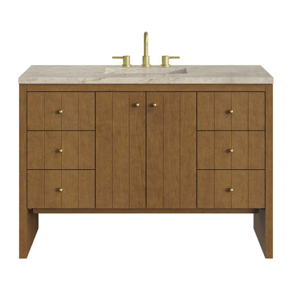 James Martin - Hudson 48" Single Vanity, Honey Oak w/ 3 CM Tajnar Eclos Top - 435-V48-HNO-3TJR view 1