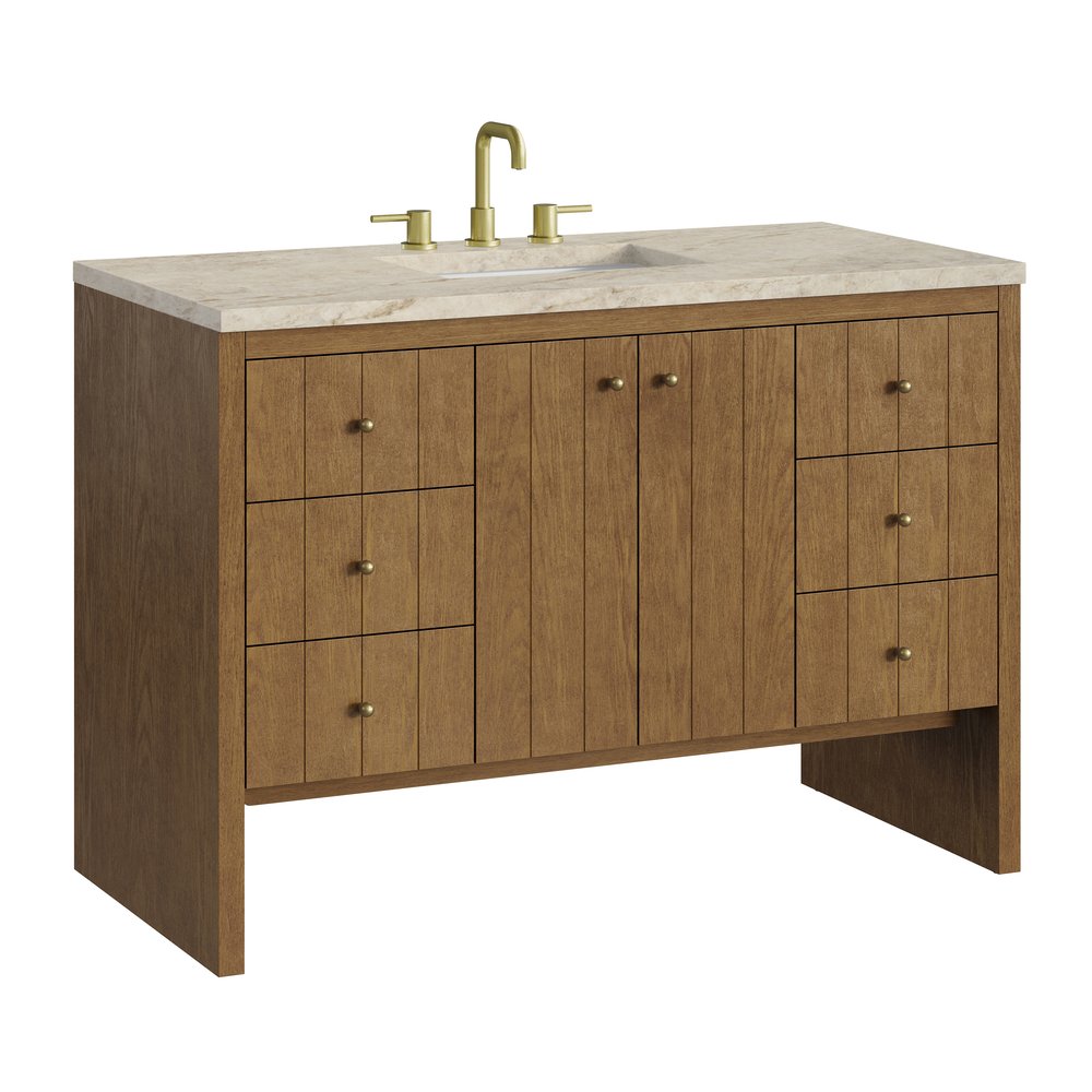 James Martin - Hudson 48" Single Vanity, Honey Oak w/ 3 CM Tajnar Eclos Top - 435-V48-HNO-3TJR view 11