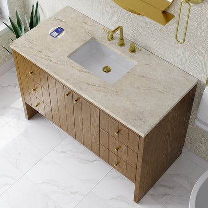 James Martin - Hudson 48" Single Vanity, Honey Oak w/ 3 CM Tajnar Eclos Top w/FreePower Wireless Charger - 435-V48-HNO-FTJR view 8