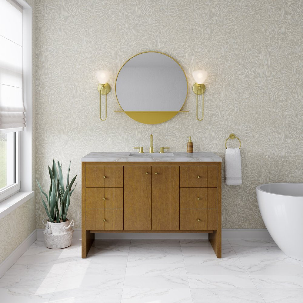 James Martin - Hudson 48" Single Vanity, Honey Oak w/ 3 CM Victorian Silver Silestone Top - 435-V48-HNO-3VSL view 3