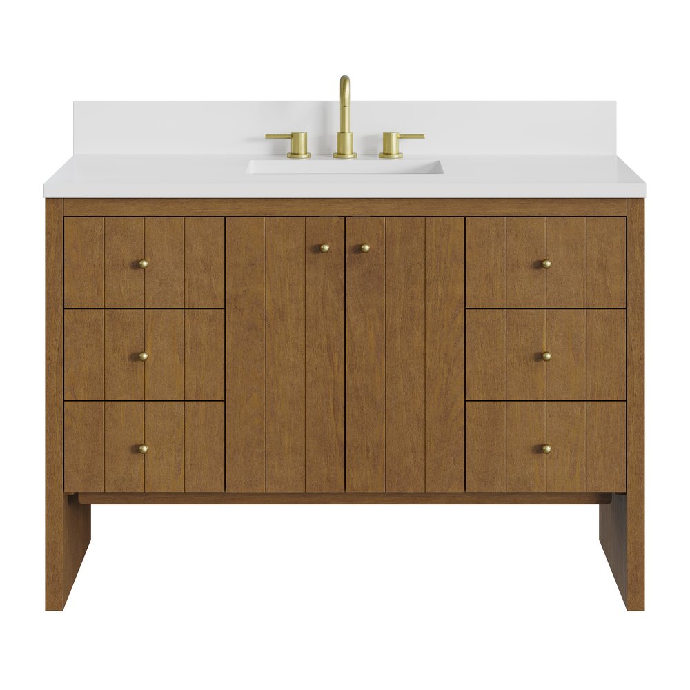 James Martin - Hudson 48" Single Vanity, Honey Oak w/ 3 CM White Zeus Silestone Top - 435-V48-HNO-3WZ view 2