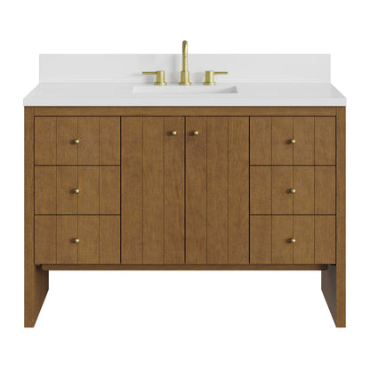 James Martin - Hudson 48" Single Vanity, Honey Oak w/ 3 CM White Zeus Silestone Top - 435-V48-HNO-3WZ view 2
