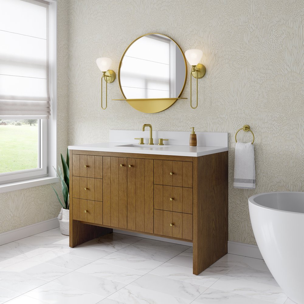 James Martin - Hudson 48" Single Vanity, Honey Oak w/ 3 CM White Zeus Silestone Top - 435-V48-HNO-3WZ view 8