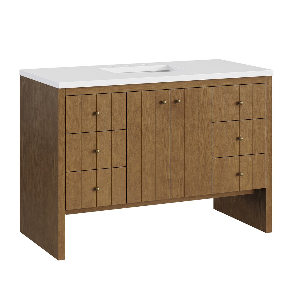 James Martin - Hudson 48" Single Vanity, Honey Oak w/ 3 CM White Zeus Silestone Top - 435-V48-HNO-3WZ view 16
