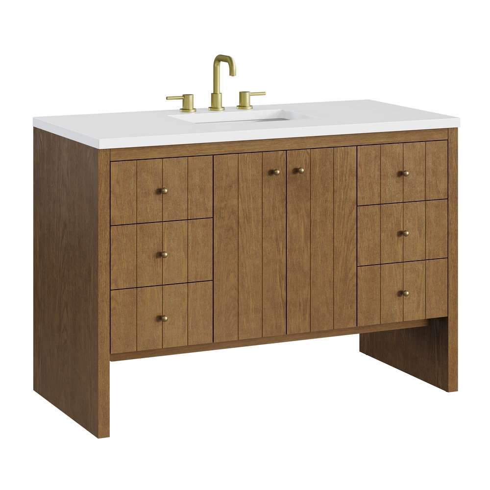 James Martin - Hudson 48" Single Vanity, Honey Oak w/ 3 CM White Zeus Silestone Top - 435-V48-HNO-3WZ view 17