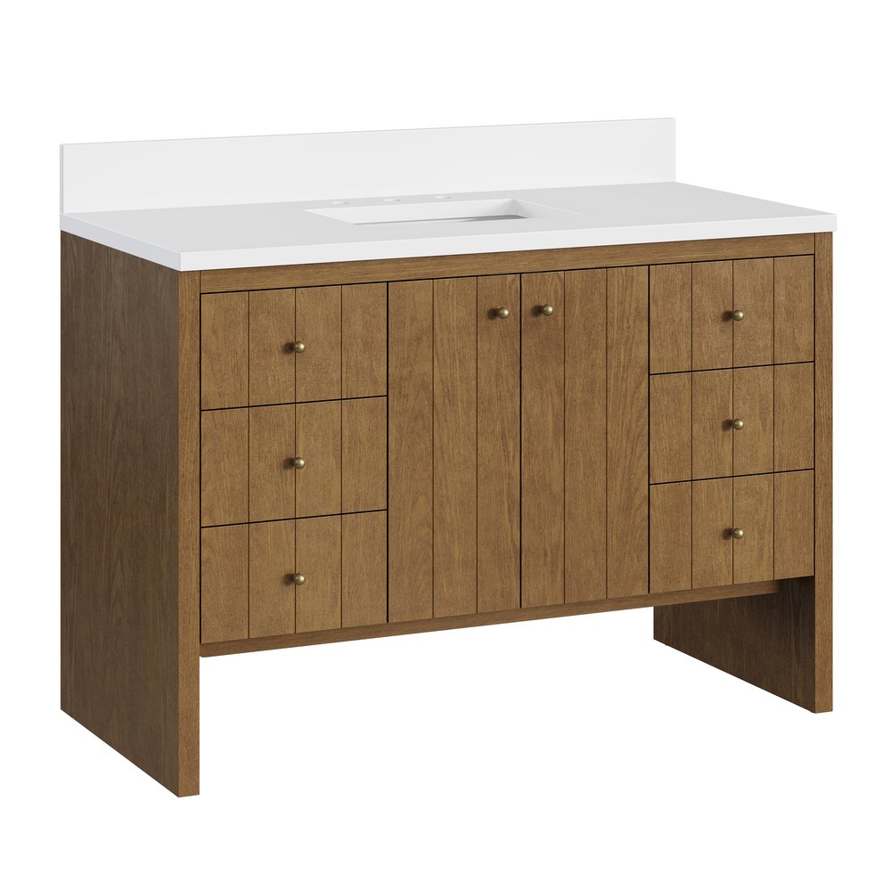 James Martin - Hudson 48" Single Vanity, Honey Oak w/ 3 CM White Zeus Silestone Top - 435-V48-HNO-3WZ view 18