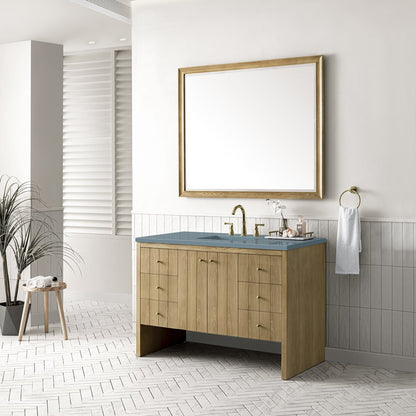 James Martin - Hudson 48" Single Vanity, Light Natural Oak w/ 3 CM Cala Blue Top - 435-V48-LNO-3CBL view 3
