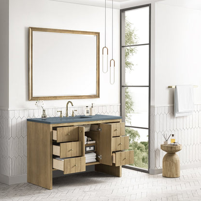 James Martin - Hudson 48" Single Vanity, Light Natural Oak w/ 3 CM Cala Blue Top - 435-V48-LNO-3CBL view 4