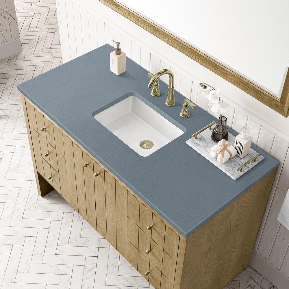 James Martin - Hudson 48" Single Vanity, Light Natural Oak w/ 3 CM Cala Blue Top - 435-V48-LNO-3CBL view 5