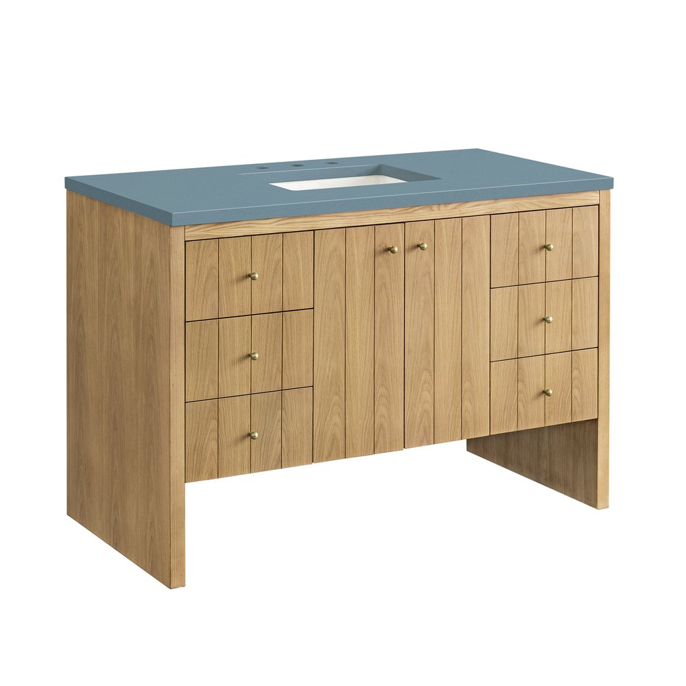 James Martin - Hudson 48" Single Vanity, Light Natural Oak w/ 3 CM Cala Blue Top - 435-V48-LNO-3CBL view 6