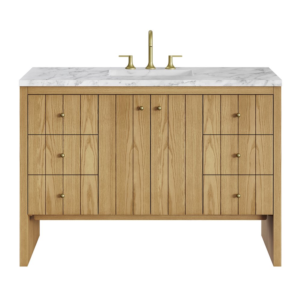 James Martin - Hudson 48" Single Vanity, Light Natural Oak w/ 3 CM Carrara Marble Top - 435-V48-LNO-3CAR view 1