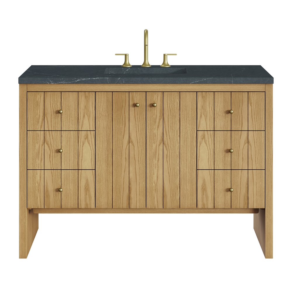 James Martin - Hudson 48" Single Vanity, Light Natural Oak w/ 3 CM Charcoal Soapstone Top - 435-V48-LNO-3CSP view 1