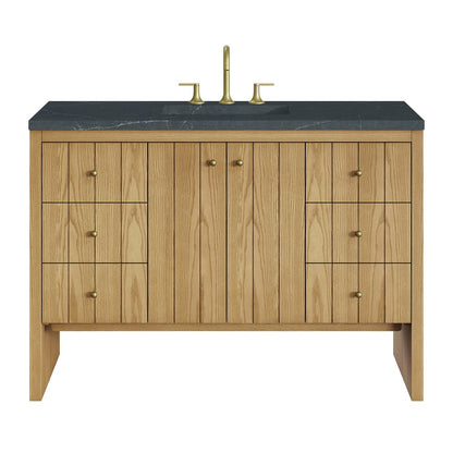 James Martin - Hudson 48" Single Vanity, Light Natural Oak w/ 3 CM Charcoal Soapstone Top - 435-V48-LNO-3CSP view 1