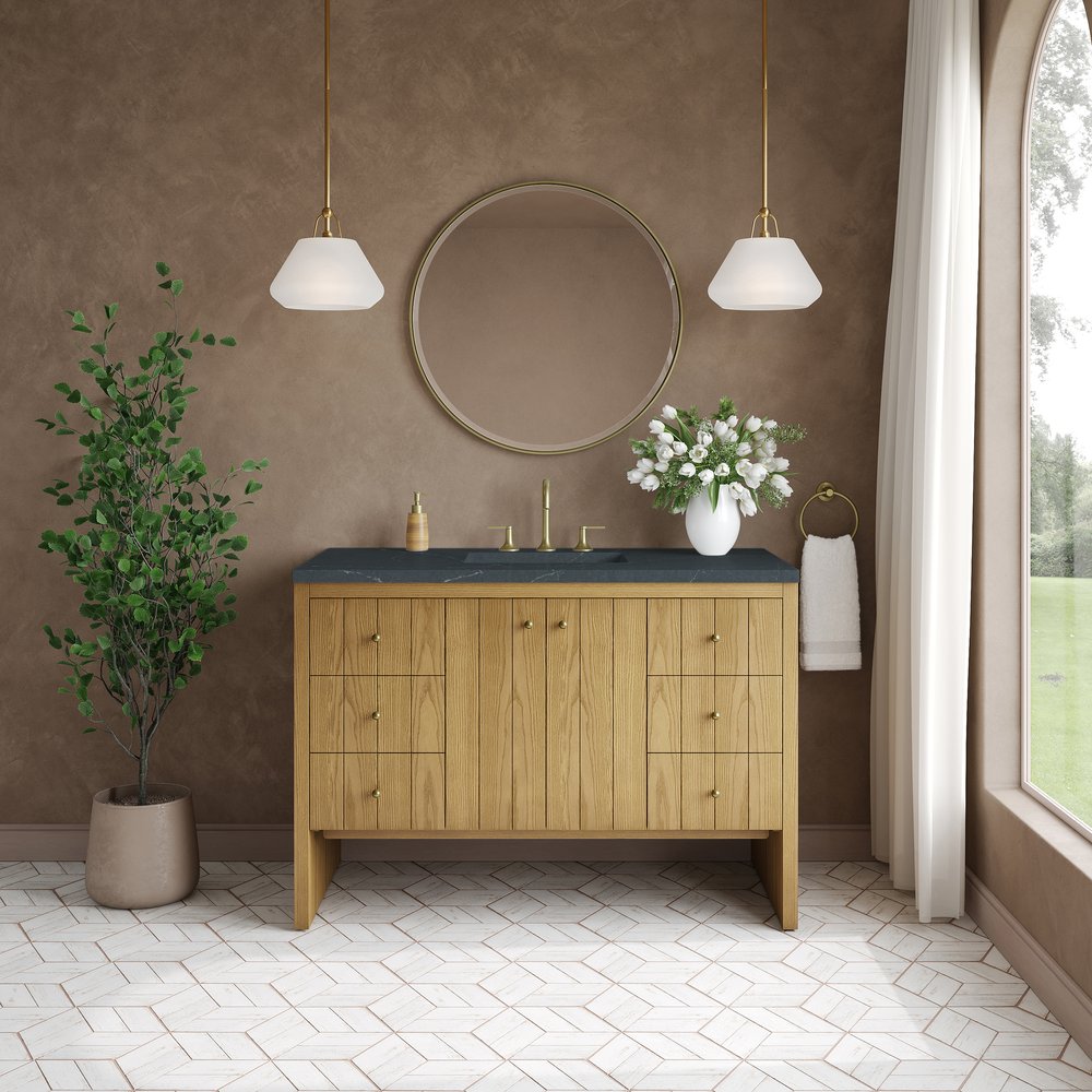 James Martin - Hudson 48" Single Vanity, Light Natural Oak w/ 3 CM Charcoal Soapstone Top - 435-V48-LNO-3CSP view 3