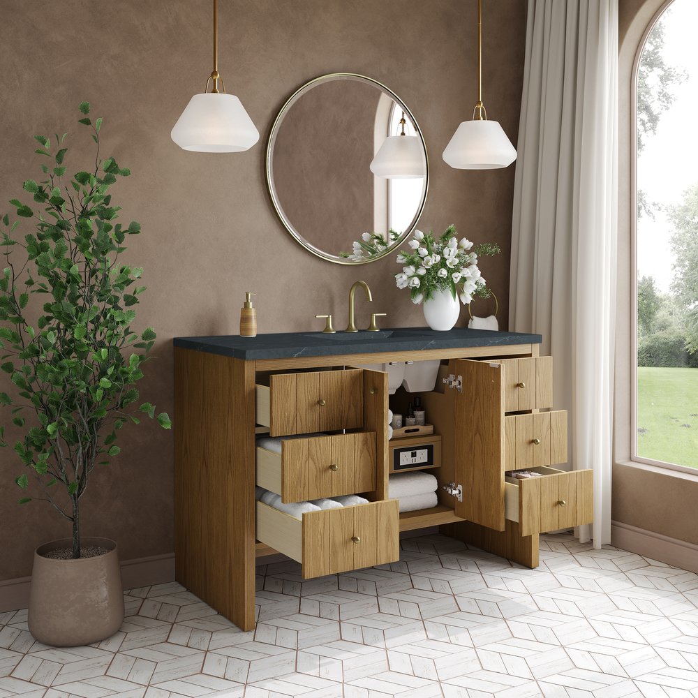 James Martin - Hudson 48" Single Vanity, Light Natural Oak w/ 3 CM Charcoal Soapstone Top - 435-V48-LNO-3CSP view 5