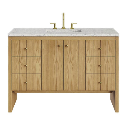 James Martin - Hudson 48" Single Vanity, Light Natural Oak w/ 3 CM Eternal Jasmine Pearl Top w/ FreePower Wireless Charger - 435-V48-LNO-FEJP view 1