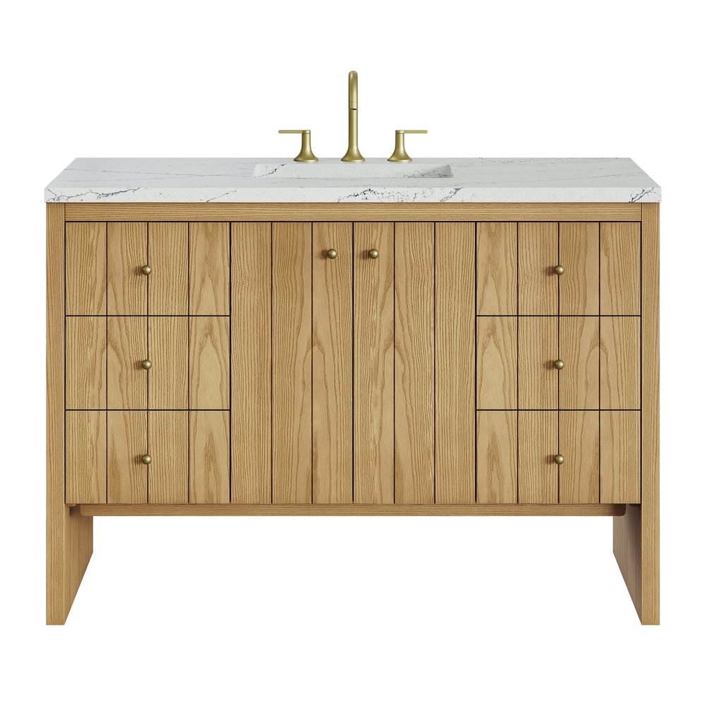 James Martin - Hudson 48" Single Vanity, Light Natural Oak w/ 3 CM Ethereal Noctis Top - 435-V48-LNO-3ENC view 1
