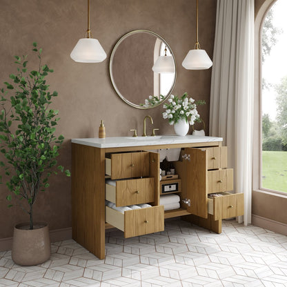 James Martin - Hudson 48" Single Vanity, Light Natural Oak w/ 3 CM Ethereal Noctis Top - 435-V48-LNO-3ENC view 5