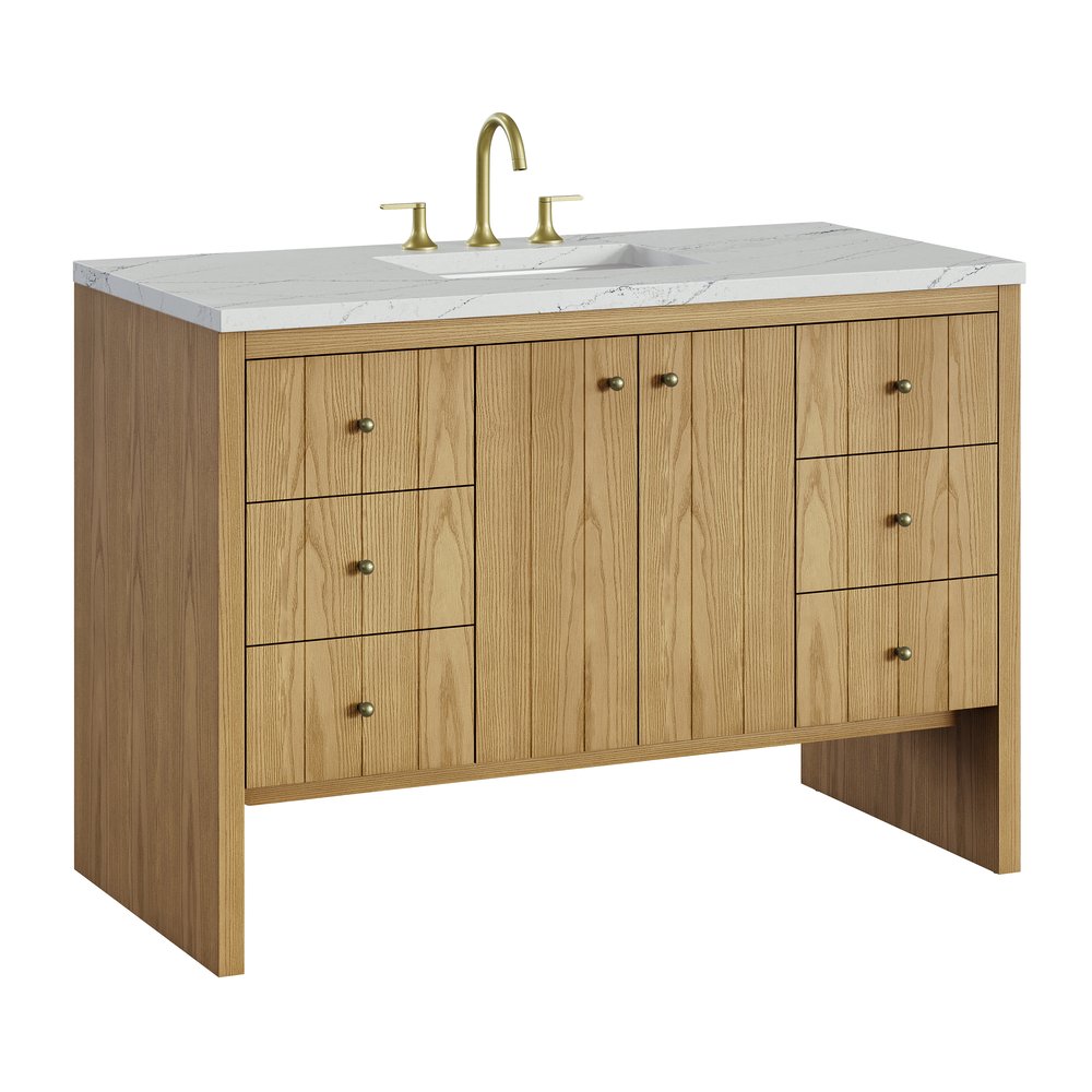 James Martin - Hudson 48" Single Vanity, Light Natural Oak w/ 3 CM Ethereal Noctis Top - 435-V48-LNO-3ENC view 11