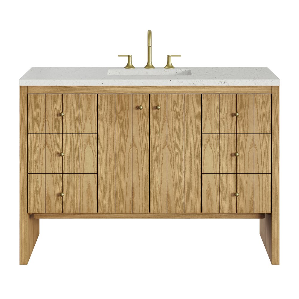 James Martin - Hudson 48" Single Vanity, Light Natural Oak w/ 3 CM Lime Delight Top - 435-V48-LNO-3LDL view 1