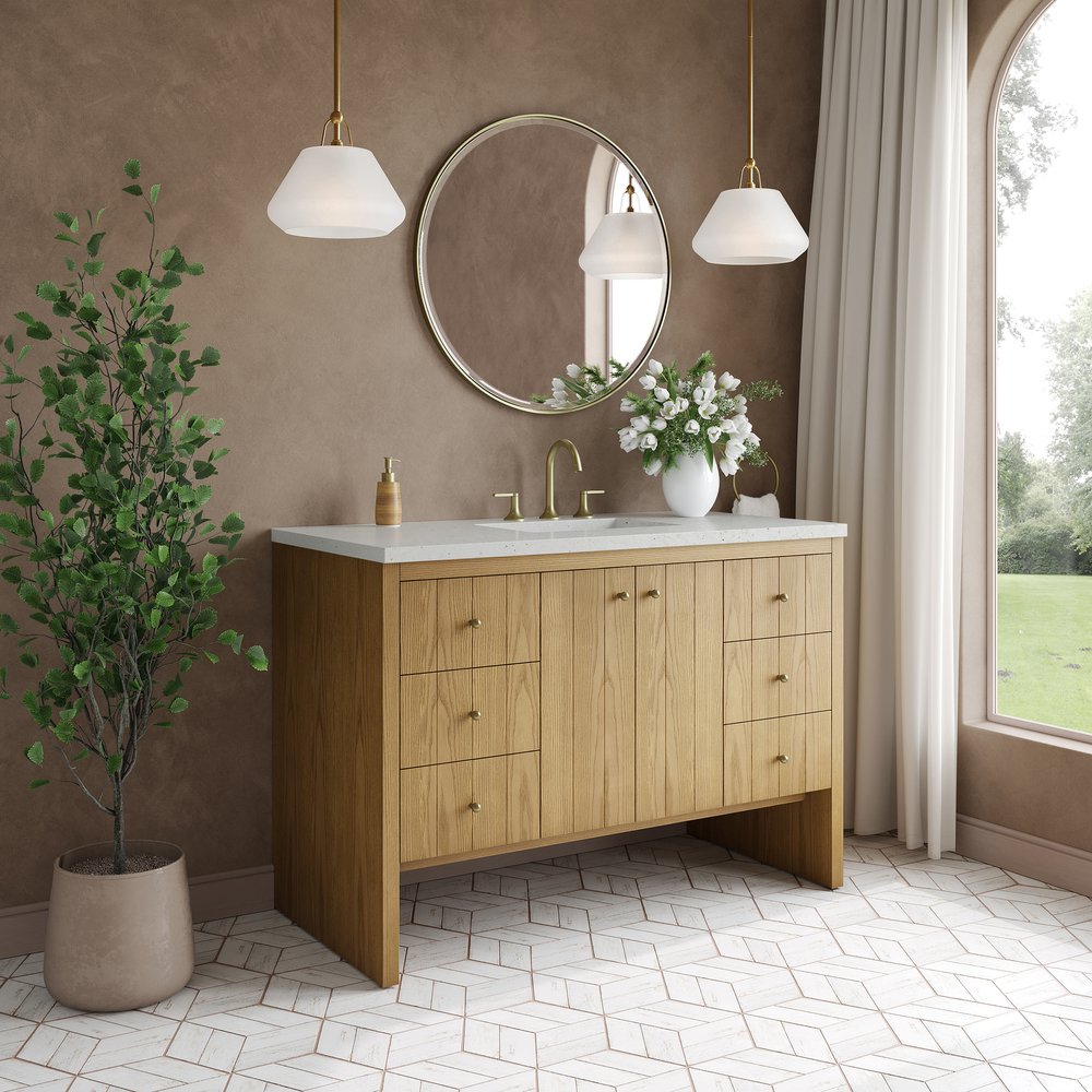 James Martin - Hudson 48" Single Vanity, Light Natural Oak w/ 3 CM Lime Delight Top - 435-V48-LNO-3LDL view 4