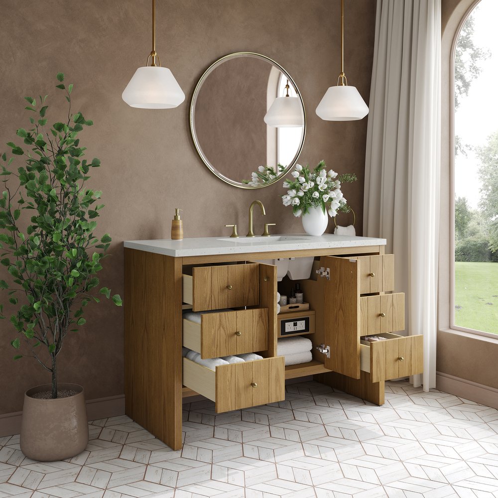 James Martin - Hudson 48" Single Vanity, Light Natural Oak w/ 3 CM Lime Delight Top - 435-V48-LNO-3LDL view 5