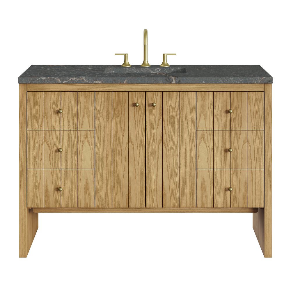 James Martin - Hudson 48" Single Vanity, Light Natural Oak w/ 3 CM Parisien Bleu Top - 435-V48-LNO-3PBL view 1
