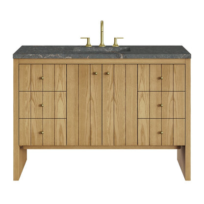 James Martin - Hudson 48" Single Vanity, Light Natural Oak w/ 3 CM Parisien Bleu Top - 435-V48-LNO-3PBL view 1