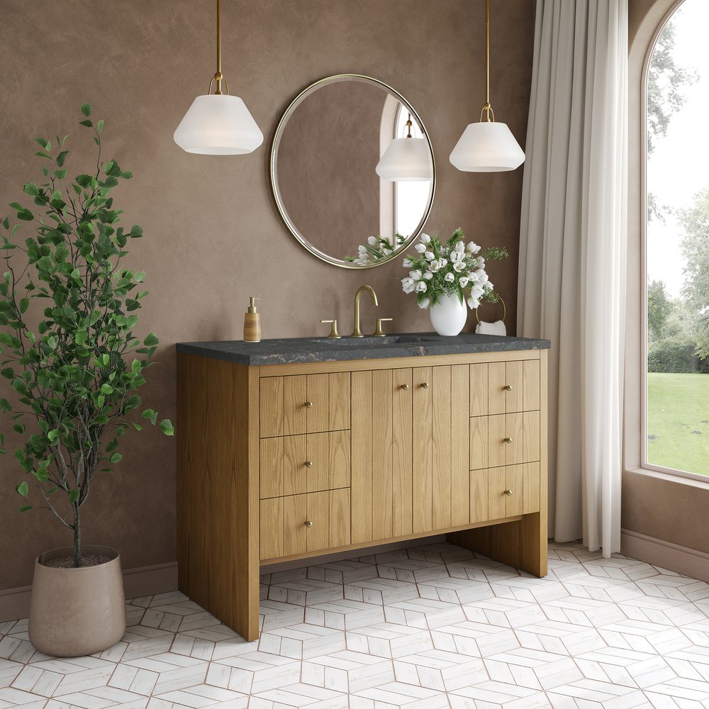 James Martin - Hudson 48" Single Vanity, Light Natural Oak w/ 3 CM Parisien Bleu Top - 435-V48-LNO-3PBL view 4