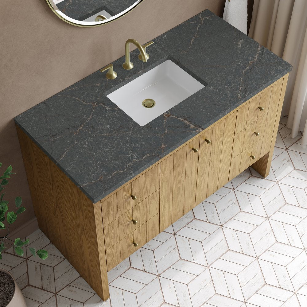 James Martin - Hudson 48" Single Vanity, Light Natural Oak w/ 3 CM Parisien Bleu Top - 435-V48-LNO-3PBL view 8