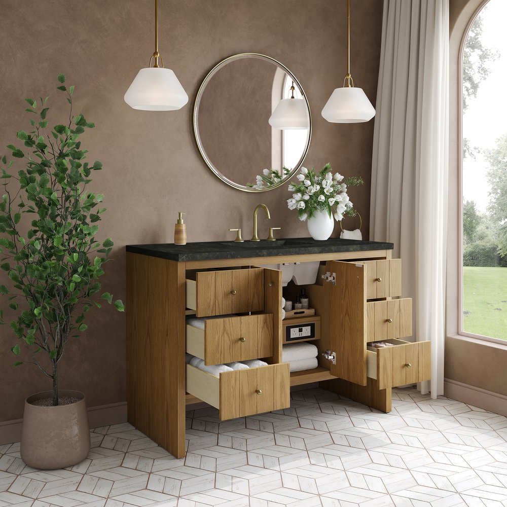 James Martin - Hudson 48" Single Vanity, Light Natural Oak, w/ 3 CM Phantome Eclos Top - 435-V48-LNO-3PHT view 5