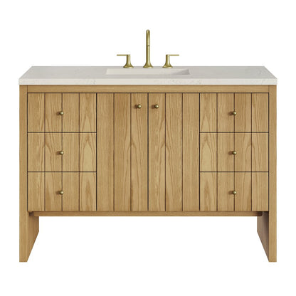 James Martin - Hudson 48" Single Vanity, Light Natural Oak, w/ 3 CM Siberian Silestone Top - 435-V48-LNO-3SFR view 1