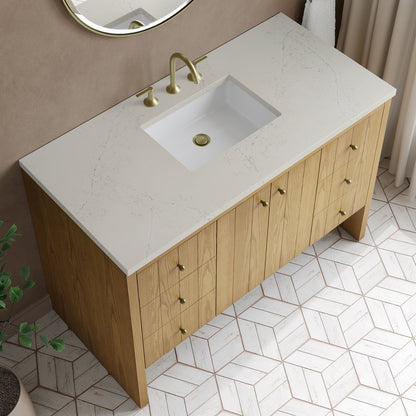 James Martin - Hudson 48" Single Vanity, Light Natural Oak, w/ 3 CM Siberian Silestone Top - 435-V48-LNO-3SFR view 8