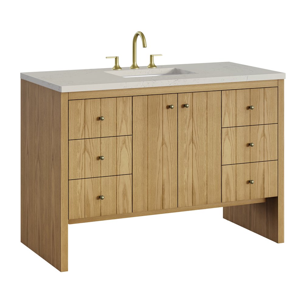 James Martin - Hudson 48" Single Vanity, Light Natural Oak, w/ 3 CM Siberian Silestone Top - 435-V48-LNO-3SFR view 11