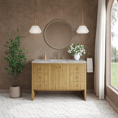 James Martin - Hudson 48" Single Vanity, Light Natural Oak w/ 3 CM Victorian Silver Top - 435-V48-LNO-3VSL view 3