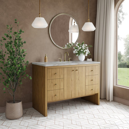 James Martin - Hudson 48" Single Vanity, Light Natural Oak w/ 3 CM Victorian Silver Top - 435-V48-LNO-3VSL view 4